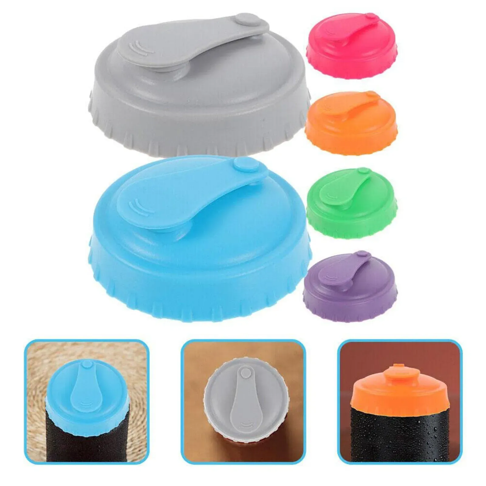 Reusable Silicone Can Lids, 6 Pack Tight-Seal Covers, Multicolor (5-Pack)